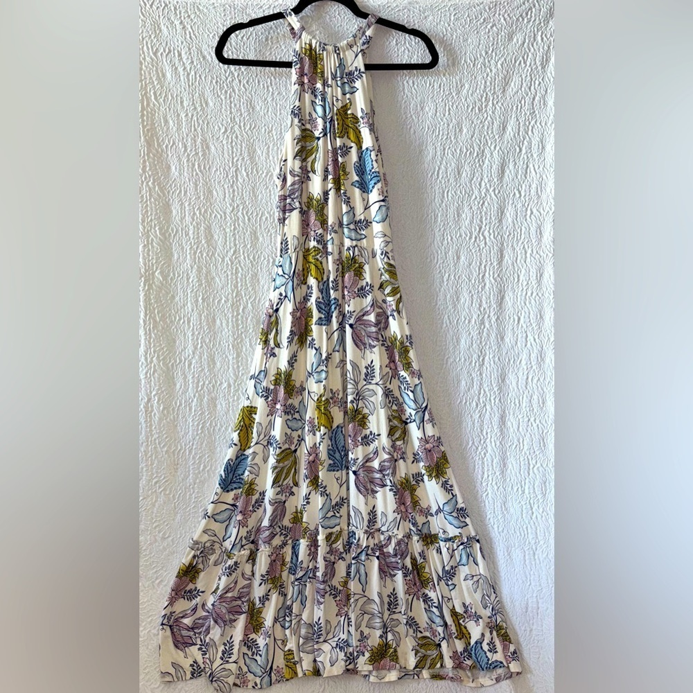 Rachel Zoe Floral Halter Sleeveless Ruffle Maxi Dress